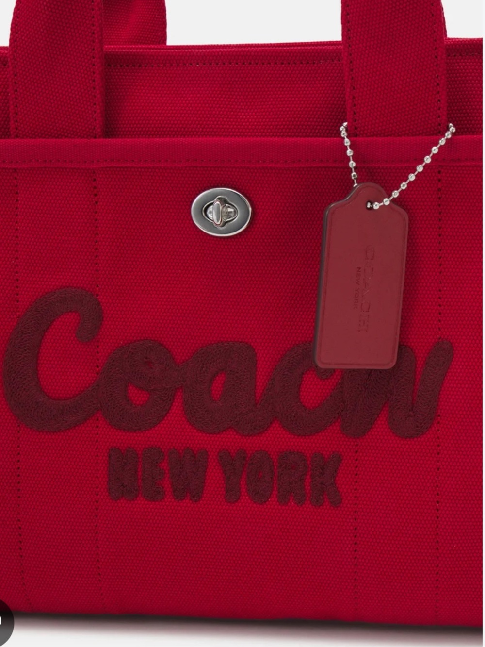 Coach Red Canvas Messenger Bag with Embroidered Logo